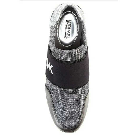 MICHAEL KORS Women's Felix Trainer Mesh Logo Sneakers Anthracite Silver - Picture 4 of 6